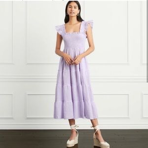 Hill House Nap Dress, Small, Lilac and White stripe linen, NWT